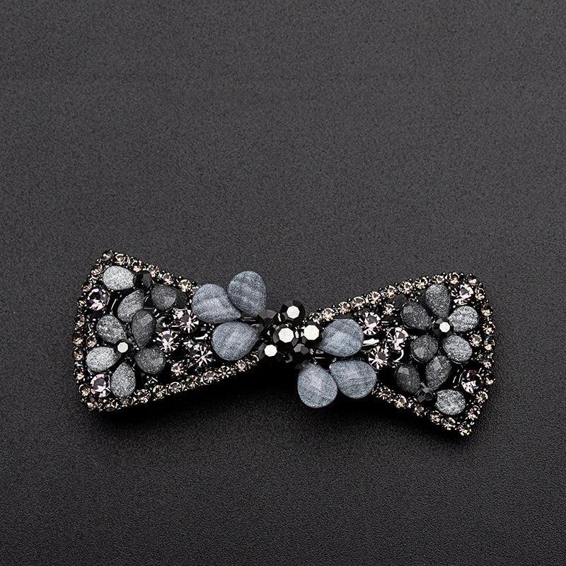 Women's Crystal Bowknot Hair Clip Retro Geometric Head Accessory