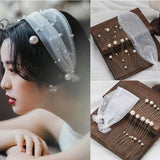 Bridal Pearl Headdress Fairy Veil Hair Band Wedding Jewelry