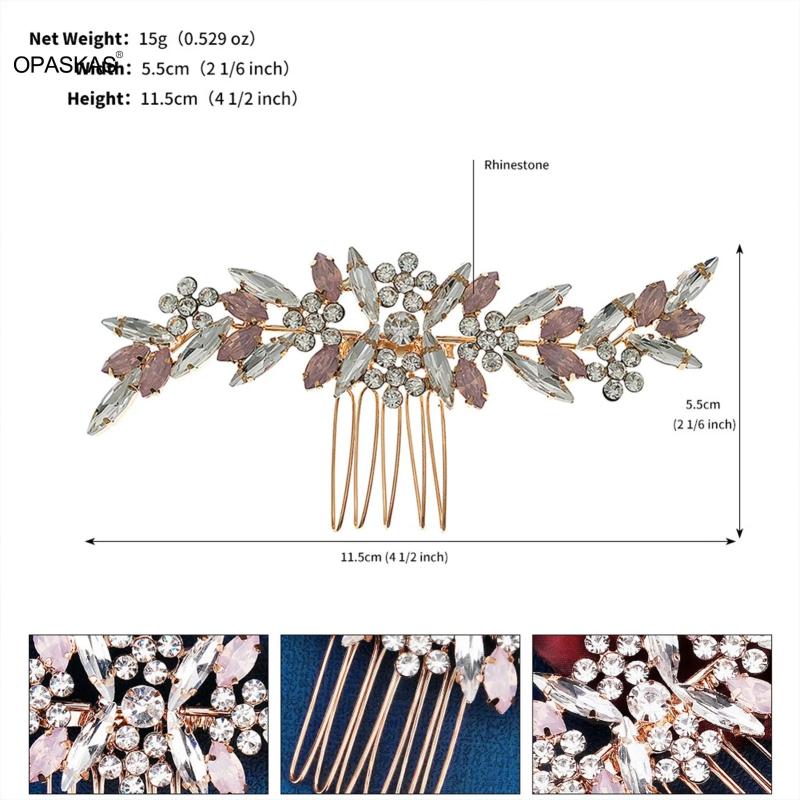 Pink Rhinestone Hair Comb Tiara Wedding Headpiece
