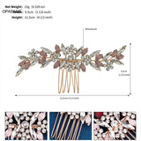 Pink Rhinestone Hair Comb Tiara Wedding Headpiece