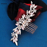 Pink Rhinestone Hair Comb Tiara Wedding Headpiece