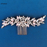Pink Rhinestone Hair Comb Tiara Wedding Headpiece