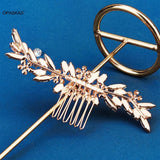 Pink Rhinestone Hair Comb Tiara Wedding Headpiece
