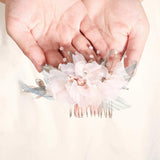 Pink Fabric Flower Hair Clips Wedding Hair Accessories Crystal Headpiece