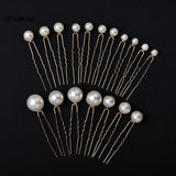18pcs Pearl Wedding Hairpin U-shaped Hair Clips For Women Golden
