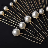 18pcs Pearl Wedding Hairpin U-shaped Hair Clips For Women Golden