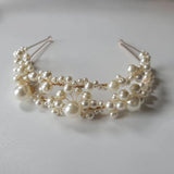 Crystal Pearls Bridal Wedding Tiara Headband Hair Jewelry