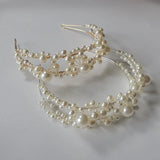Crystal Pearls Bridal Wedding Tiara Headband Hair Jewelry