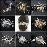 Crystals Rhinestones Pearls Flower Hair Comb Bridal Headpieces