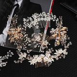 Crystals Rhinestones Pearls Flower Hair Comb Bridal Headpieces