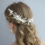 Crystals Rhinestones Pearls Flower Hair Comb Bridal Headpieces