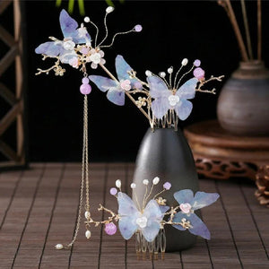 Hanfu Tassel Crown Hair Pins Butterfly Jewelry Hair Stick