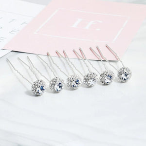 6pcs Crystal U-shaped Hairpin Bridal Hair Jewelry