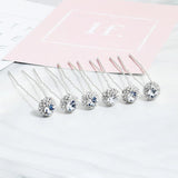 6pcs Crystal U-shaped Hairpin Bridal Hair Jewelry