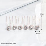 6pcs Crystal U-shaped Hairpin Bridal Hair Jewelry