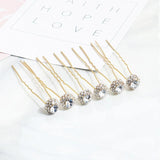 6pcs Crystal U-shaped Hairpin Bridal Hair Jewelry