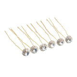 6pcs Crystal U-shaped Hairpin Bridal Hair Jewelry