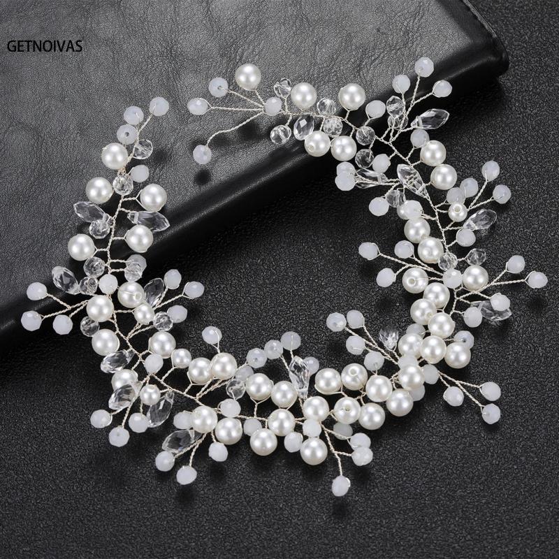 Bridal Pearl Headband Wedding Hair Accessories Crystal Tiara