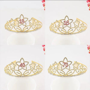 18 Year Old Crown Straps Set Hair Bands Crystal Letters Headdress