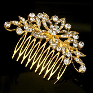 Leaf Flower Wedding Hair Combs Rhinestone Crystal Women Hair Jewelry