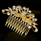 Leaf Flower Wedding Hair Combs Rhinestone Crystal Women Hair Jewelry