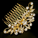 Leaf Flower Wedding Hair Combs Rhinestone Crystal Women Hair Jewelry