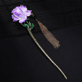 Rose Flower Enamel Hairpin Charm Hair Stick Women Banquet Hair Sticks