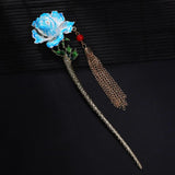 Rose Flower Enamel Hairpin Charm Hair Stick Women Banquet Hair Sticks