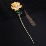 Rose Flower Enamel Hairpin Charm Hair Stick Women Banquet Hair Sticks