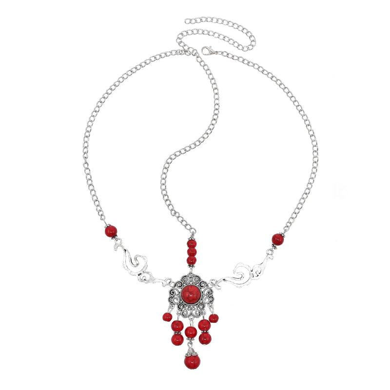 Vintage Red Turquoise Beads Tassel Head Chain