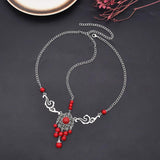 Vintage Red Turquoise Beads Tassel Head Chain