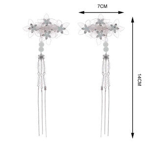 Chinese Crystal Flower Hair Pins and Side Clips for Women Girl Cosplay