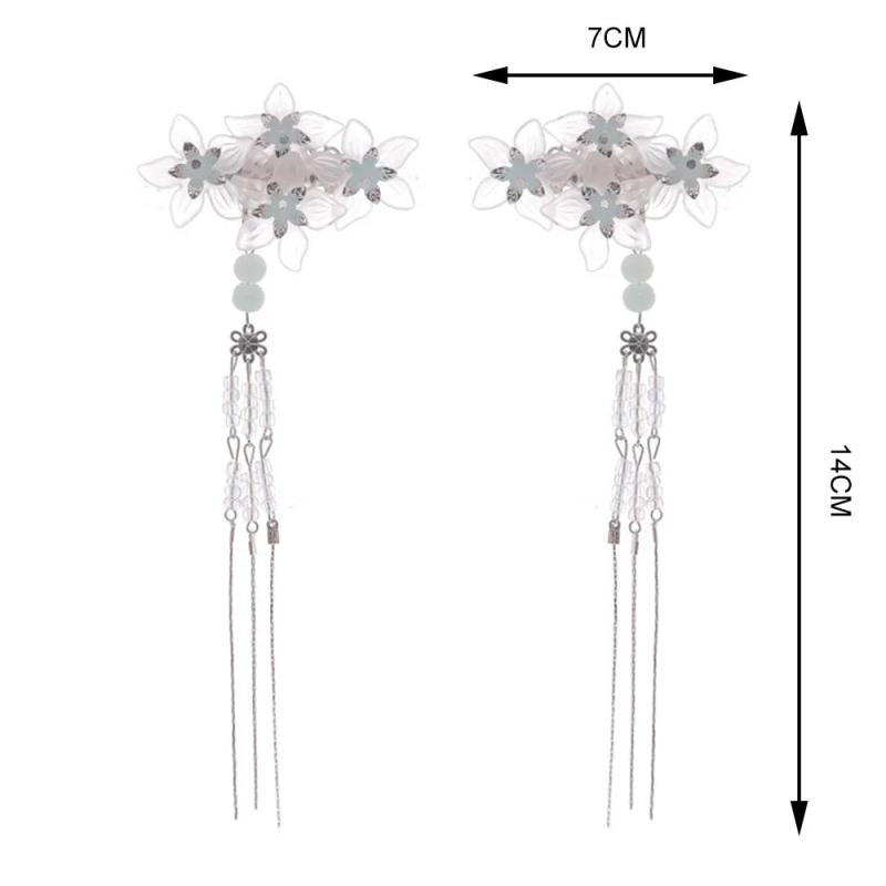 Chinese Crystal Flower Hair Pins and Side Clips for Women Girl Cosplay