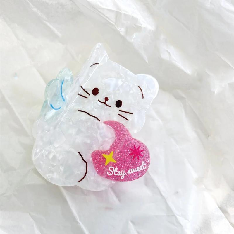 Cartoon Acetic Acid Cat Hair Clips for Women