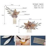 Wedding Hair Comb Bridal Hair Combs Golden Flower Leaf Headpiece Women Headband