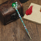Vintage Flower Enamel Hairpin Rhinestone Hair Stick Pins Stone Hair Accessories