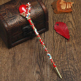 Vintage Flower Enamel Hairpin Rhinestone Hair Stick Pins Stone Hair Accessories