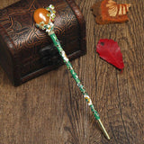 Vintage Flower Enamel Hairpin Rhinestone Hair Stick Pins Stone Hair Accessories
