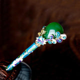 Vintage Flower Enamel Hairpin Rhinestone Hair Stick Pins Stone Hair Accessories