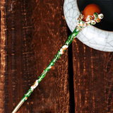 Vintage Flower Enamel Hairpin Rhinestone Hair Stick Pins Stone Hair Accessories