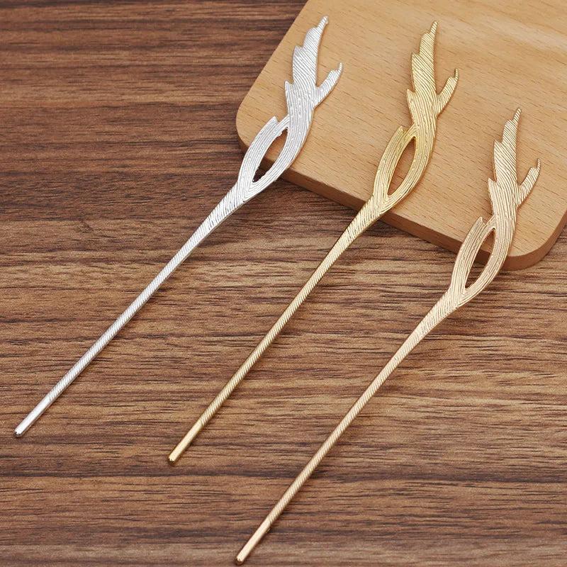 10 PCS 160x16mm KC Gold Hair Sticks DIY Hair Accessories