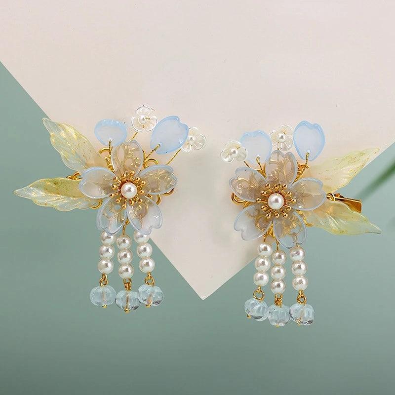 Antique Fairy Hair Clip Tassel Flowers Hairpin Crown Accessories