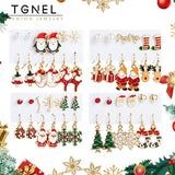 6 Pairs Stud Earrings Sets Snowflake Bells Gift Jewelry Christmas Gift