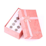 6pairs Silver Flower Ball Piercing Stud Earrings Set for Women