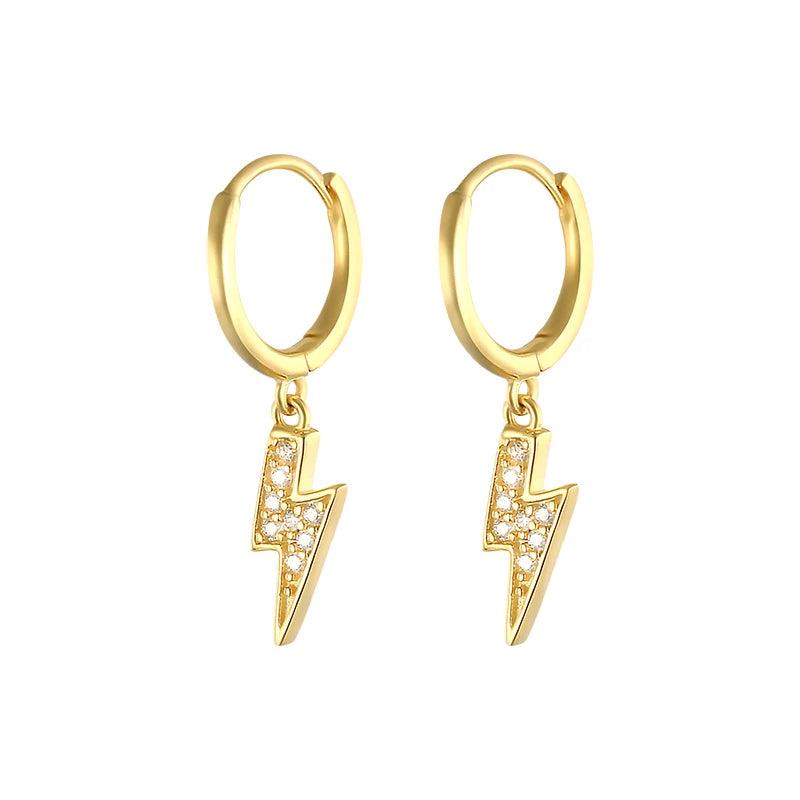 Cubic Zircon Lightning Earrings 925 Silver Korea Hoop Jewel Accessories