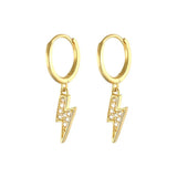 Cubic Zircon Lightning Earrings 925 Silver Korea Hoop Jewel Accessories