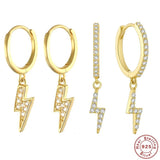 Cubic Zircon Lightning Earrings 925 Silver Korea Hoop Jewel Accessories