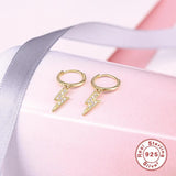 Cubic Zircon Lightning Earrings 925 Silver Korea Hoop Jewel Accessories