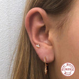 Cubic Zircon Lightning Earrings 925 Silver Korea Hoop Jewel Accessories