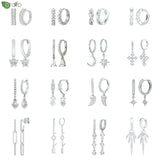 925 Silver Zircon Crystal Hoop Earrings for Women Vintage Wedding Jewelry